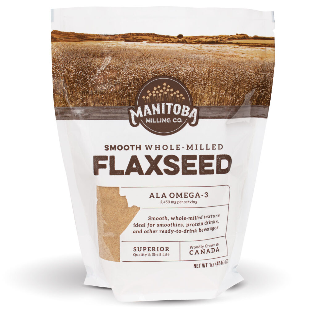 Manitoba Milling Company's Smooth Whole Milled Flaxseed has more omega 3 fatty acids than flaxseed meal