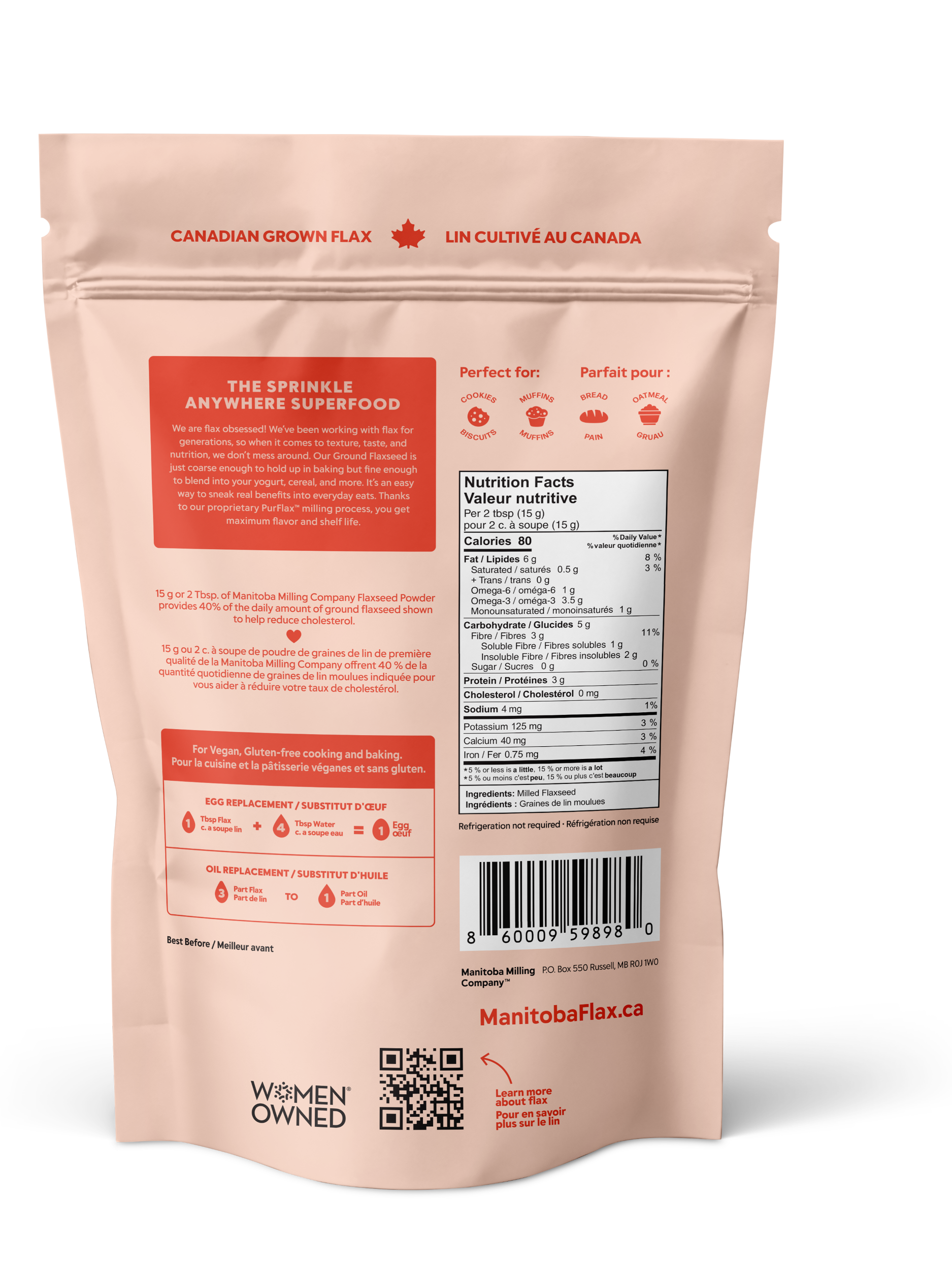 Coarsely Milled Flaxseed 454 g Back